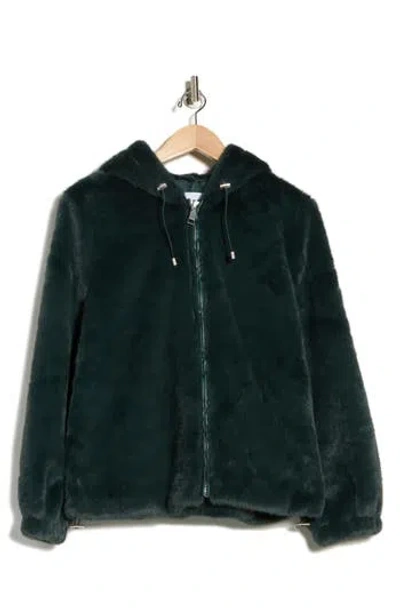 Rebecca Minkoff Faux Fur Hooded Jacket In Green