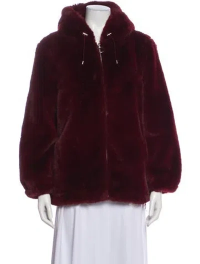 Pre-owned Rebecca Minkoff Faux Fur Jacket In Burgundy