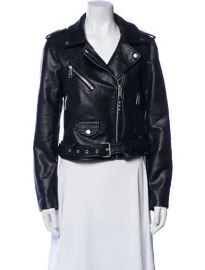 Pre-owned Rebecca Minkoff Faux Leather Biker Jacket In Black