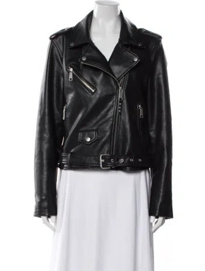 Pre-owned Rebecca Minkoff Faux Leather Biker Jacket In Black