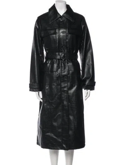 Pre-owned Rebecca Minkoff Faux Leather Trench Coat W/ Tags In Black