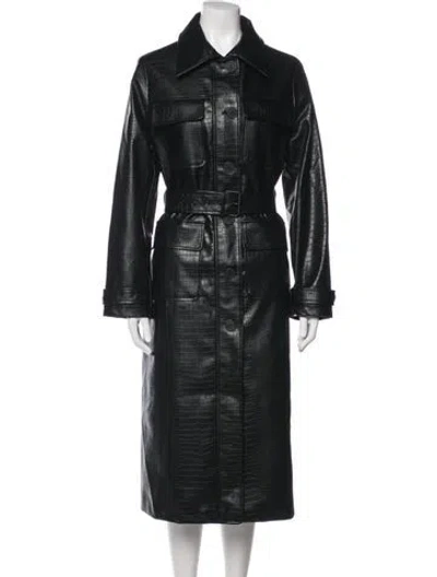 Pre-owned Rebecca Minkoff Faux Leather Trench Coat W/ Tags In Black