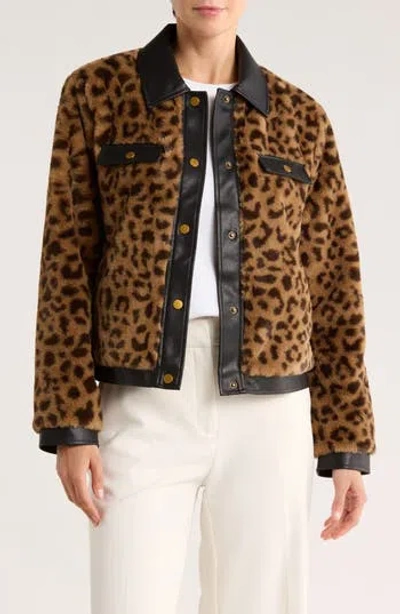 Rebecca Minkoff Faux Leather Trim Faux Fur Jacket In Multi