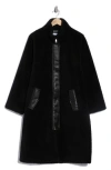 Rebecca Minkoff Faux Shearling & Faux Leather Coat In Black