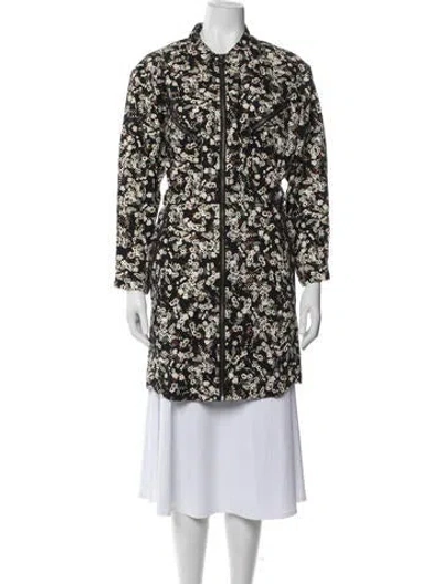 Pre-owned Rebecca Minkoff Floral Print Coat In Black