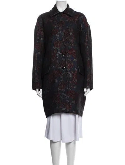 Pre-owned Rebecca Minkoff Floral Print Coat In Black