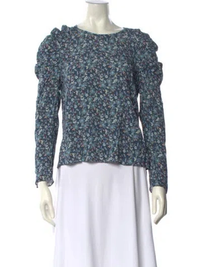 Pre-owned Rebecca Minkoff Floral Print Crew Neck Sweater In Blue