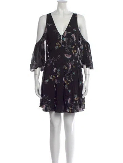 Pre-owned Rebecca Minkoff Floral Print Knee-length Dress In Black
