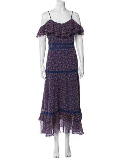 Pre-owned Rebecca Minkoff Floral Print Long Dress In Blue