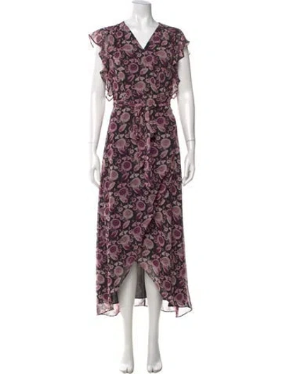 Pre-owned Rebecca Minkoff Floral Print Long Dress In Purple