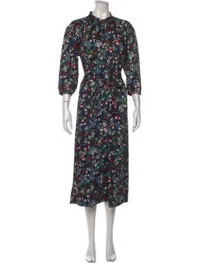 Pre-owned Rebecca Minkoff Floral Print Midi Length Dress In Black