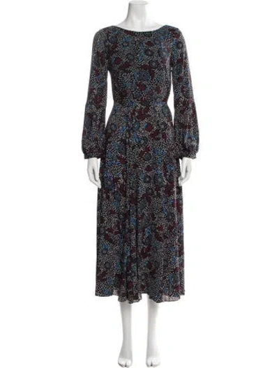 Pre-owned Rebecca Minkoff Floral Print Midi Length Dress In Black