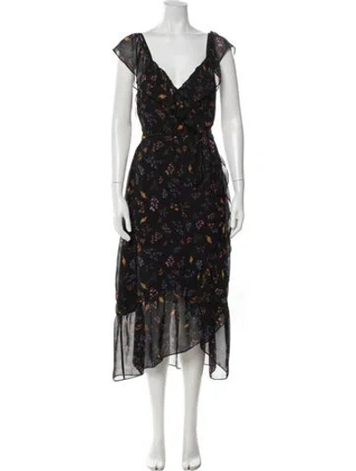 Pre-owned Rebecca Minkoff Floral Print Midi Length Dress In Black