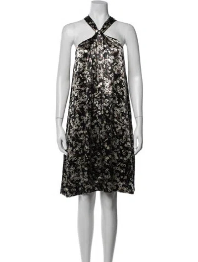 Pre-owned Rebecca Minkoff Floral Print Midi Length Dress In Black/white