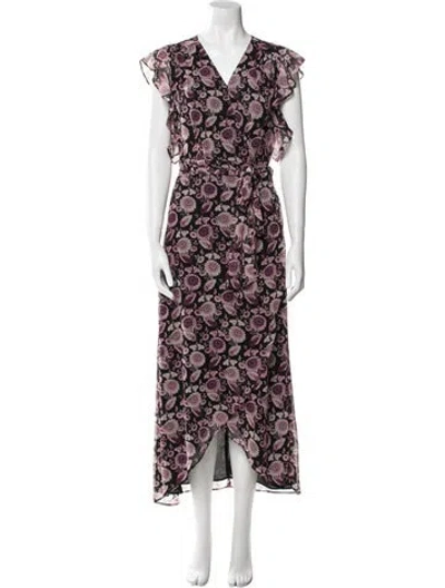 Pre-owned Rebecca Minkoff Floral Print Midi Length Dress In Purple