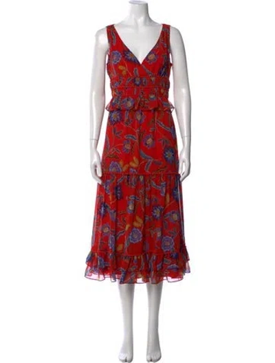 Pre-owned Rebecca Minkoff Floral Print Midi Length Dress W/ Tags In Multi