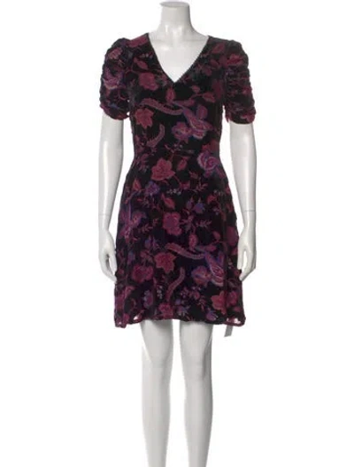 Pre-owned Rebecca Minkoff Floral Print Mini Dress In Black