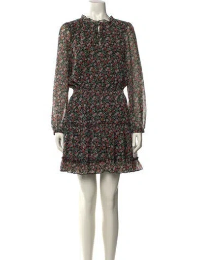 Pre-owned Rebecca Minkoff Floral Print Mini Dress In Black