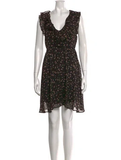 Pre-owned Rebecca Minkoff Floral Print Mini Dress In Black