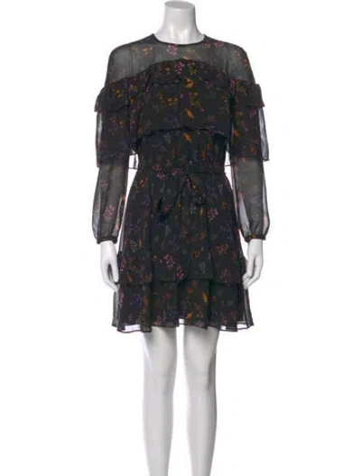 Pre-owned Rebecca Minkoff Floral Print Mini Dress In Black