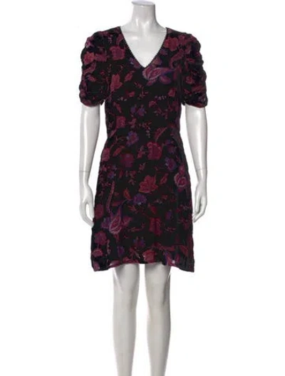 Pre-owned Rebecca Minkoff Floral Print Mini Dress In Black