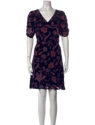 Pre-owned Rebecca Minkoff Floral Print Mini Dress In Black