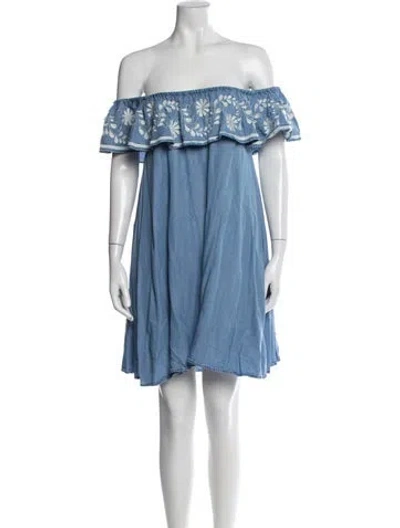 Pre-owned Rebecca Minkoff Floral Print Mini Dress In Blue