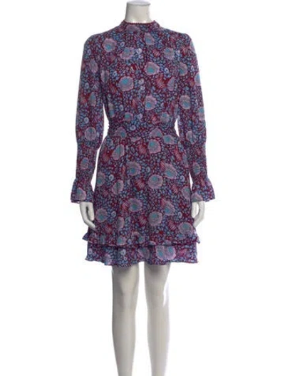 Pre-owned Rebecca Minkoff Floral Print Mini Dress In Purple