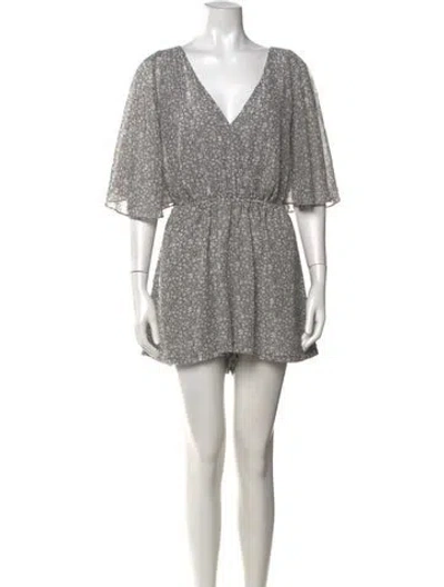 Pre-owned Rebecca Minkoff Floral Print V-neck Romper In Blue