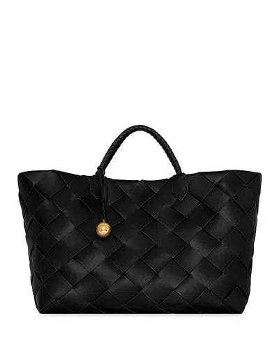 Rebecca Minkoff Frankie Large Woven Leather Tote Bag In Black