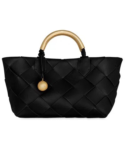 Rebecca Minkoff Frankie Woven Medium Leather Tote Handbag In Black