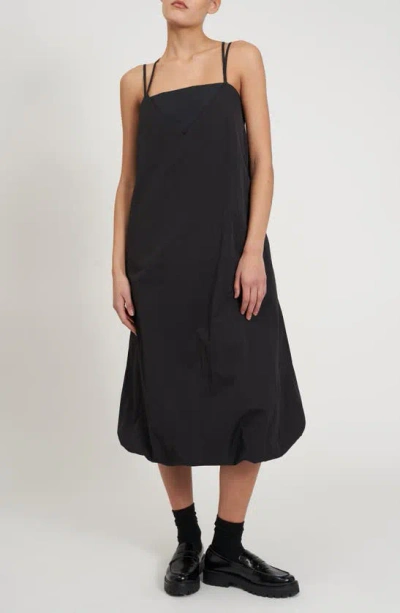 Rebecca Minkoff Freddie Bubble Hem Midi Dress In True Black