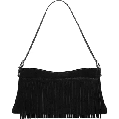 Rebecca Minkoff Fringe Baguette Shoulder Bag In Black