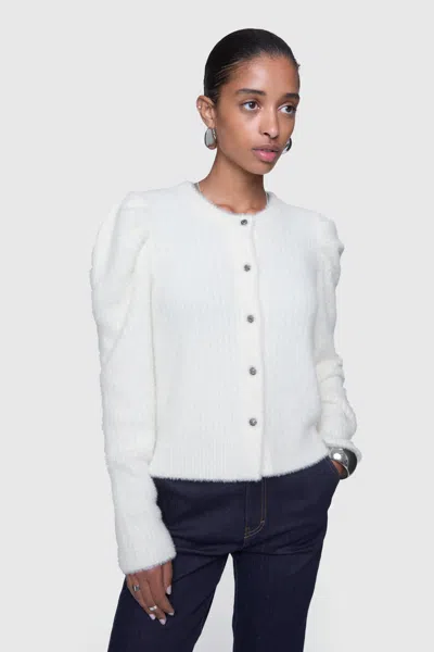Rebecca Minkoff Fuzzy Janine Cardigan Sweater In Winter White