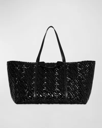 Rebecca Minkoff G Large Chain-link Embossed Leather Shoulder Bag In Black