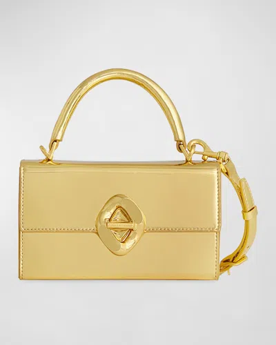 Rebecca Minkoff G Mini Flap Metallic Leather Crossbody Bag In Gold