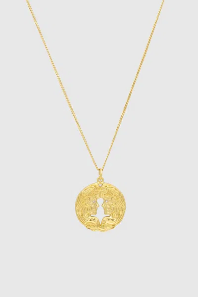 Rebecca Minkoff Gemini Zodiac Medallion Necklace In Gold