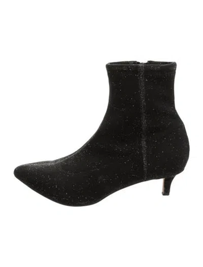 Pre-owned Rebecca Minkoff Glitter Accents Boots In Black