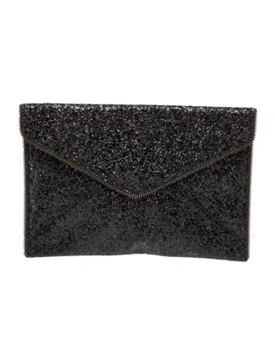 Pre-owned Rebecca Minkoff Glitter Clutch In Black