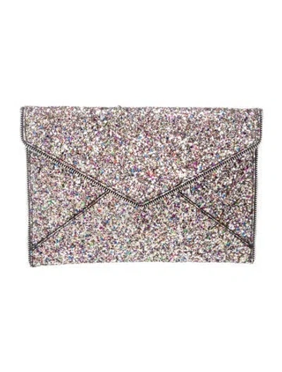 Pre-owned Rebecca Minkoff Glitter Clutch In Metallic/silver