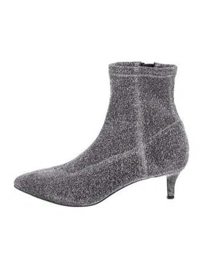 Pre-owned Rebecca Minkoff Glitter Glitter Accents Sock Boots In Silver
