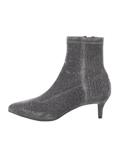 Pre-owned Rebecca Minkoff Glitter Sock Boots In Silver