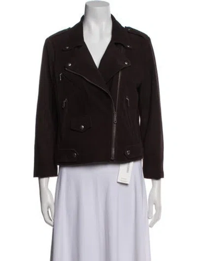 Pre-owned Rebecca Minkoff Goat Leather Biker Jacket In Brown