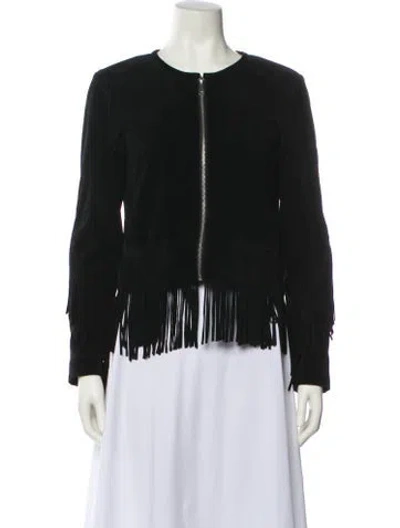 Pre-owned Rebecca Minkoff Goat Leather Evening Jacket In Black