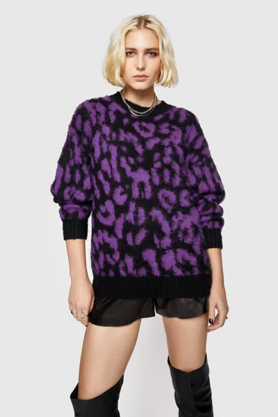 Rebecca Minkoff Gordon Leopard Sweater In Purple/black