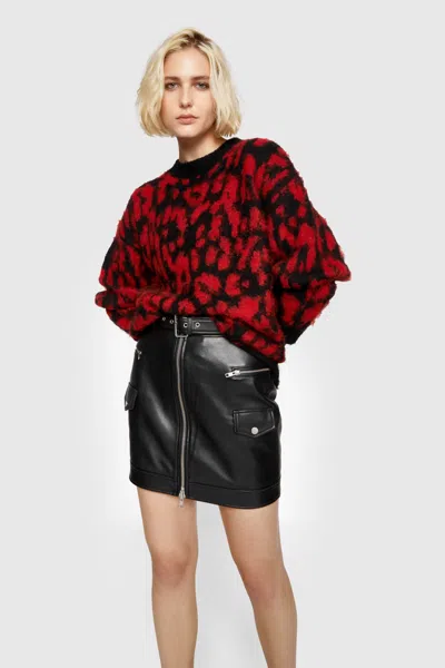 Rebecca Minkoff Gordon Leopard Sweater In Red/black