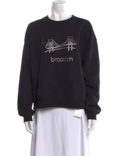Pre-owned Rebecca Minkoff Graphic Print Crew Neck Sweater In Black