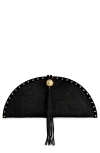 Rebecca Minkoff Half Moon Studded Straw Clutch