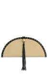 Rebecca Minkoff Half Moon Studded Straw Clutch