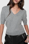 Rebecca Minkoff Have V-neck Short Sleeve Wool Blend Sweater In Grey